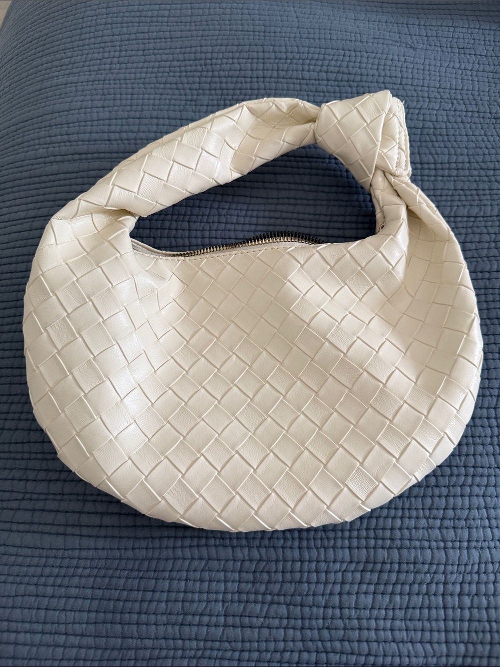 Bottega Veneta Mini Jodie Inspired Woven Hobo Bag in Cream - Picture 2 of 5